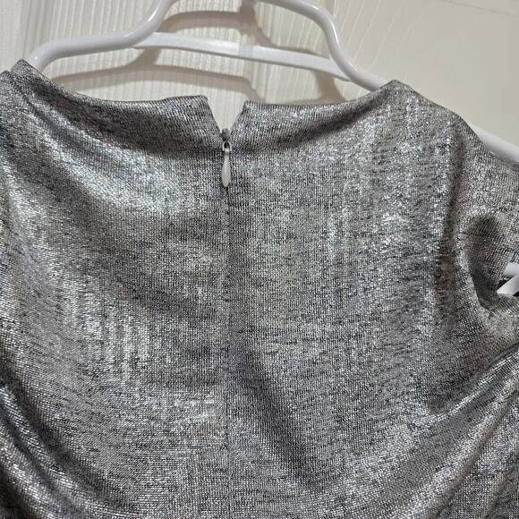 Calvin Klein Metallic Cold Shoulder Sheath Dress Silver Size 8 - Picture 11 of 11